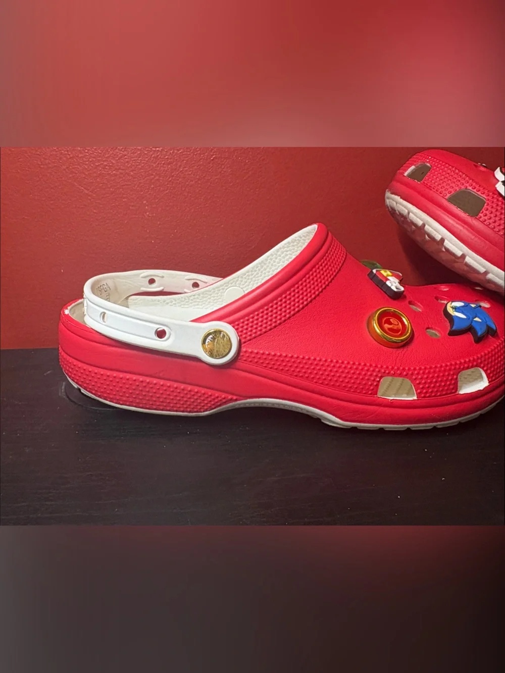 CROCS Red Clog Sandals with Sonic Character Charms